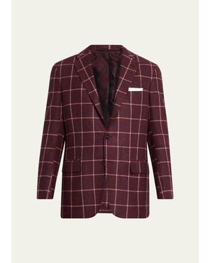 Kiton Cashmere Check Sport Coat - Red