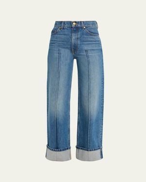 Ulla Johnson Genevieve Cuffed Wide-Leg Jeans - Blue