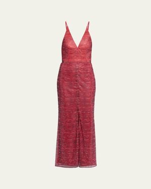 Giorgio Armani Backless Rhinestone Maxi Dress - Red