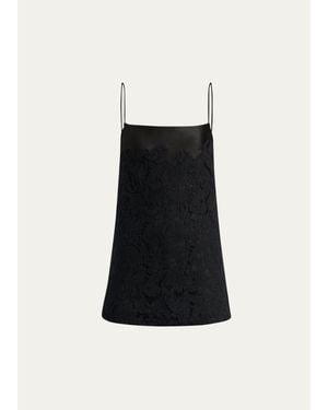 KHAITE Neema Floral Lace Silk-Blend Longline Top - Black