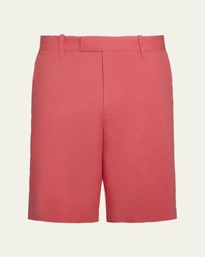 Vince Italian Cotton Extended-Tab Shorts - Red