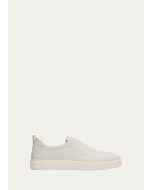 Santoni Victory Deerskin Slip-On Sneakers - Natural