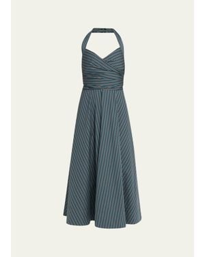 A.L.C. Magnolia Stripe Halter Midi Dress - Blue