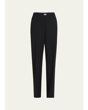 Ferragamo Turn-Lock Crepe Straight-Leg Pants - Blue