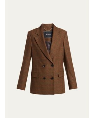 Kiton Prince Of Wales Check Cashmere Double-Breasted Jacket - Brown