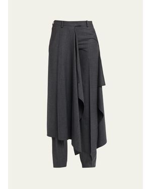 Michael Kors Asymmetric Overskirt Straight-Leg Pants - Blue