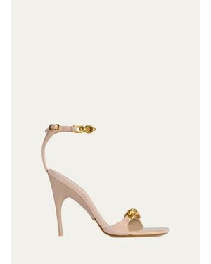 Balenciaga 110Mm Duchesse Chain Suede Ankle-Strap Sandals - White