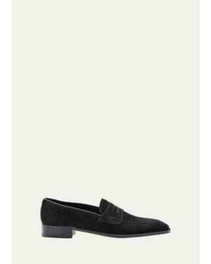 John Lobb James Suede Penny Loafers - White
