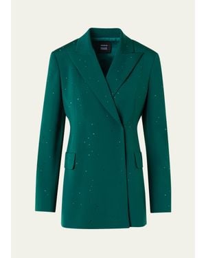 Akris Nadine Swarovski Stars Double-Breasted Silk Crepe Jacket - Green
