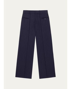 WE-AR4 The Avenue Pinstriped Wide-Leg Pants - Blue