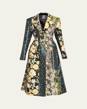 Jason Wu Patchwork Floral Jacquard A-Line Long Jacket - Multicolor
