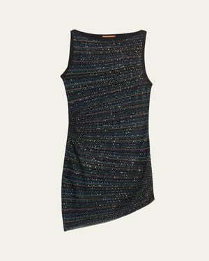 Missoni Metallic Striped Paillette Sleeveless Mini Dress - Black
