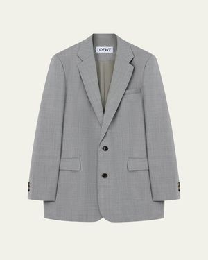 Loewe Loose-Fit Lightweight Wool Sport Coat - Gray