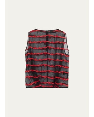 Simone Rocha Bow Embroidered Tulle Boxy Smock Top