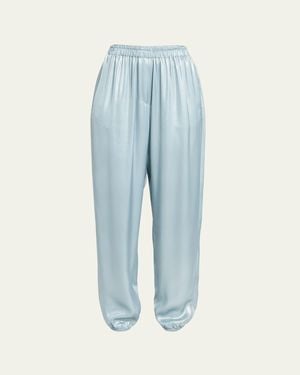 Giorgio Armani Laminated Viscose Satin Jogger Pants - Blue