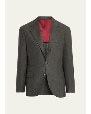 Brunello Cucinelli Cotton Notch Lapel Single-Breasted Sport Coat - Gray