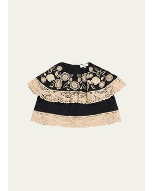 Sea Shiloh Embroidered Ruffle Blouse - Black