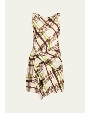 A.L.C. Dea Plaid Draped Mini Dress - Natural