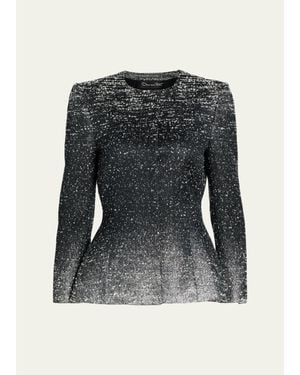 Oscar de la Renta Ombre Metallic Boucle Jacquard Single-Breasted Jacket - Black