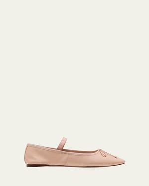 Loeffler Randall Leonie Lambskin Bow Ballerina Flats - Natural