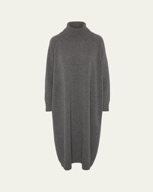 Eskandar Wide Raglan Sleeve Roll Neck Dress - Gray