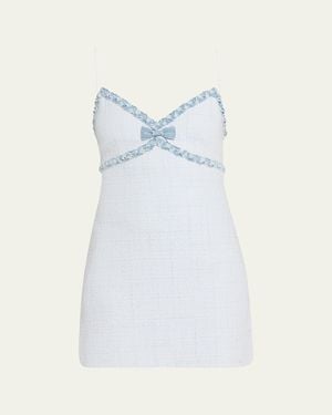 LoveShackFancy Novara Tweed Mini Dress - Blue