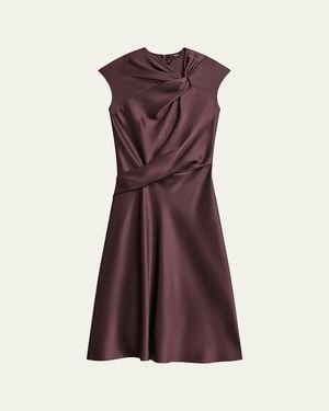 Theory Satin Twist Bodice Dress - Purple