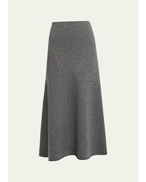 Gabriela Hearst Camden Cashmere Speckled Herringbone Maxi Skirt - Gray