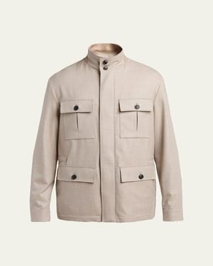 ZEGNA Wool Field Jacket - Natural