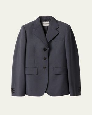 Miu Miu Single-Breasted Blazer Jacket - Blue