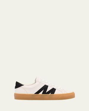Moncler Monaco2 Leather And Nubuck Low-Top Sneakers - Natural