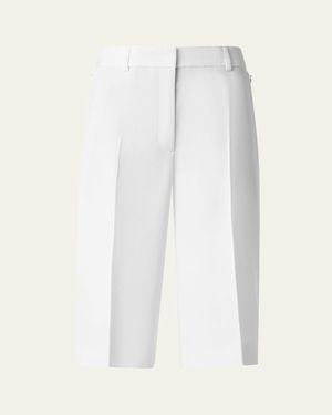 Akris Fiora City Silk Viscose Shantung Bermuda Shorts - White
