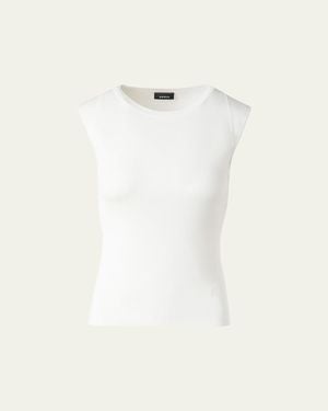 Akris Sleeveless Fitted Silk Knit Top - Natural