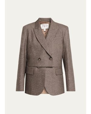 Twp Two-Faced Herringbone Wool-Cashmere Blazer - Brown
