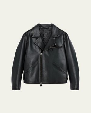 Berluti Un Jour Patina Leather Moto Jacket - Black