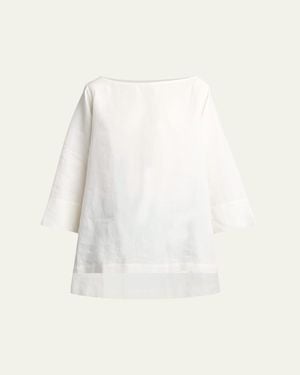 The Row Junia Boat-Neck Linen Top - White