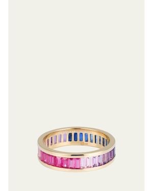 Sydney Evan 14K And Gemstone Channel-Set Baguette Eternity Ring - Multicolor