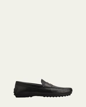 Tod's Leather Moc-Toe Penny Loafers - White