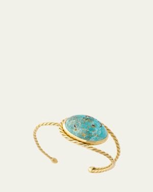 Haute Victoire Persian Dome Cabochon Hand-Twisted Cuff Bracelet - Blue