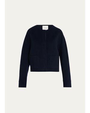 Lafayette 148 New York Crewneck Wool-Cashmere Jacket - Blue