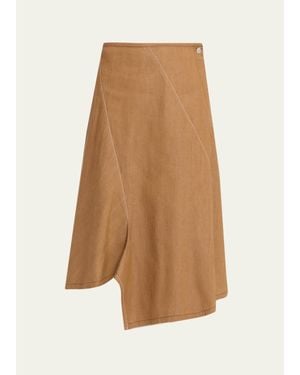 6397 Diagonal Denim Midi Skirt - Natural