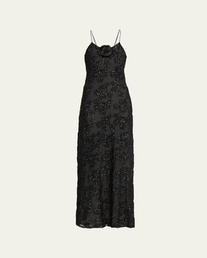 Rodarte Floral Sequin Embroidered Sleeveless Maxi Dress - Black