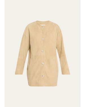 Loulou de Saison Waren Suede Collarless Jacket - Natural