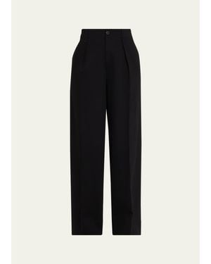 Issey Miyake Japanese Cotton Jersey Straight-Leg Pants - Black