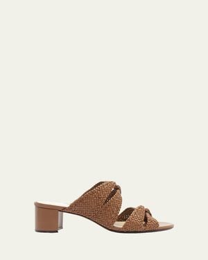 Alexandre Birman 45Mm Sabrina Leather Block Heel Slide Sandals - Natural