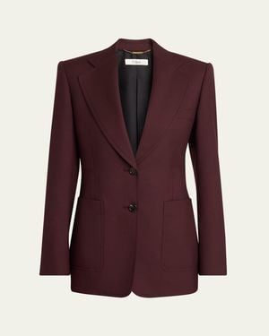 Chloé Wool Gabardine Single-Breasted Blazer Jacket - Purple