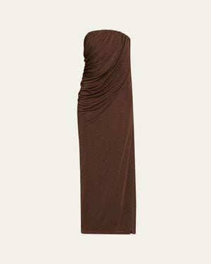 Anna Quan Zella Draped Strapless Dress - Brown