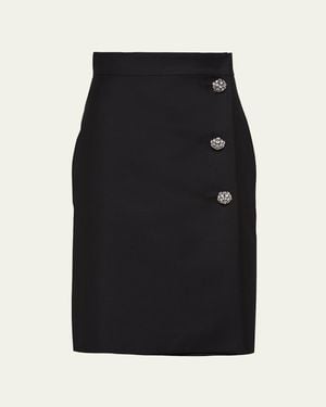 Prada Kid Mohair Skirt With Jeweled Buttons - Black