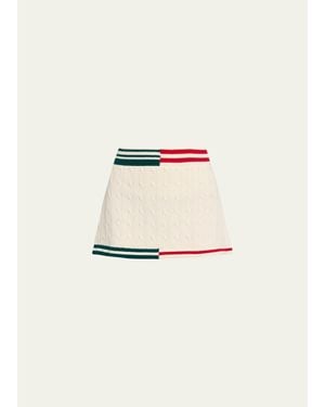 SER.O.YA Pearson Cable-Knit Mini Skirt - Natural