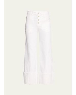 Cinq À Sept Cuffed Benji Cropped Flare Pants - White